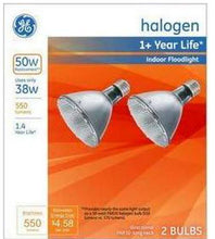 Load image into Gallery viewer, GE Classic 50-Watt EQ Longneck Dimmable Reflector Halogen Light Bulb, 2-Pack