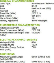 Load image into Gallery viewer, GE Lighting 65-Watt, 580-Lumen, BR40, Floodlight Bulb, Soft White - 6 Pack