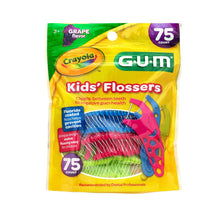 Load image into Gallery viewer, GUM Crayola Kids Flossers with Fluoride - Designed for Little Hands - Fun Grape Flavor - Easy to Use Kids Floss Picks for Children Ages 3+, 75 ct