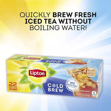 Load image into Gallery viewer, Lipton, Black Tea, Cold Brew, Family Size Tea Bags, 22-Count Boxes (Pack of 3)