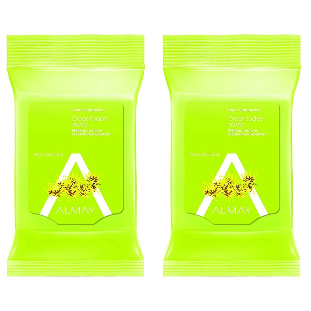 (2 Pack) Almay Clear Complexion Makeup Remover Cleansing Towelettes, Hypoallergenic, Cruelty Free, Oil Free, Fragrance Free, Ophthalmologist And Dermatologist Tested, 25 Wipes