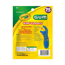 Load image into Gallery viewer, GUM Crayola Kids Flossers with Fluoride - Designed for Little Hands - Fun Grape Flavor - Easy to Use Kids Floss Picks for Children Ages 3+, 75 ct
