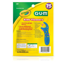 Load image into Gallery viewer, GUM Crayola Kids Flossers with Fluoride - Designed for Little Hands - Fun Grape Flavor - Easy to Use Kids Floss Picks for Children Ages 3+, 75 ct
