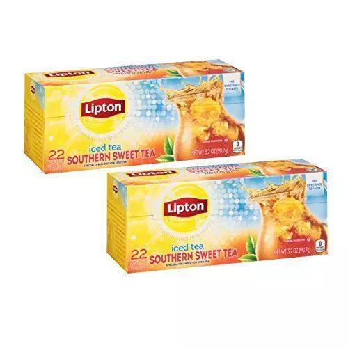 Lipton Southern Sweet Iced Tea Bags 22 Count Family Size (Pack Of 2)