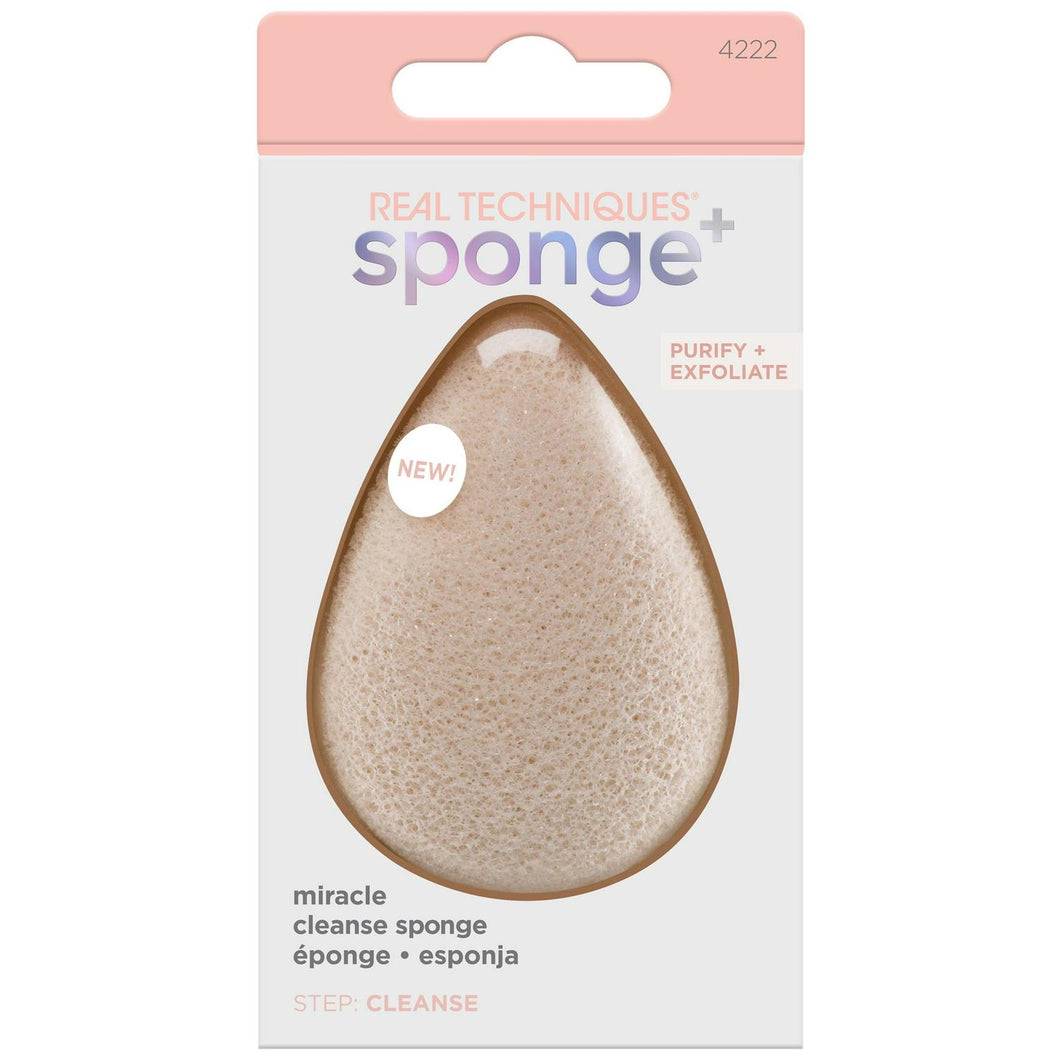 Real Techniques Miracle Cleanse Sponge, Facial Cleansing Beauty Sponge, Deep Cleansing and Exfoliating, 1 Count