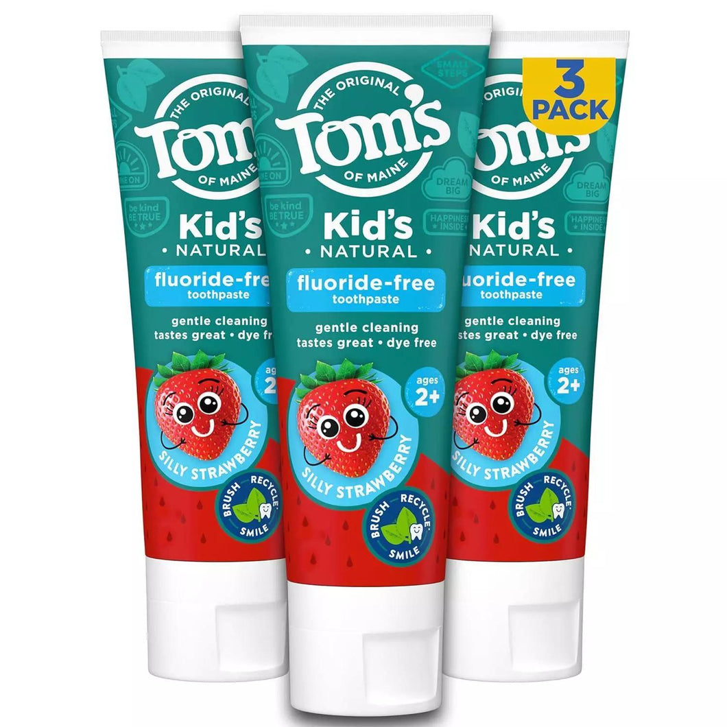 Tom's Of Maine Fluoride Free Children's Toothpaste, Silly Strawberry, 3- pack