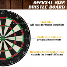 Load image into Gallery viewer, Barrington 40&quot; Dartboard Cabinet Set, LED Lights, Steel Tip Darts, Brown/Black
