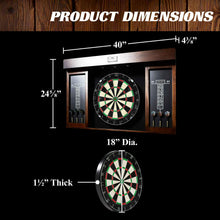 Load image into Gallery viewer, Barrington 40&quot; Dartboard Cabinet Set, LED Lights, Steel Tip Darts, Brown/Black
