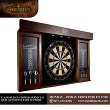 Load image into Gallery viewer, Barrington 40&quot; Dartboard Cabinet Set, LED Lights, Steel Tip Darts, Brown/Black
