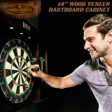 Load image into Gallery viewer, Barrington 40&quot; Dartboard Cabinet Set, LED Lights, Steel Tip Darts, Brown/Black
