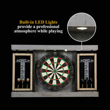 Load image into Gallery viewer, Barrington 40&quot; Prescott Collection Dartboard Cabinet Set, LED Lights, Steel Tip Darts, Gray/Beige
