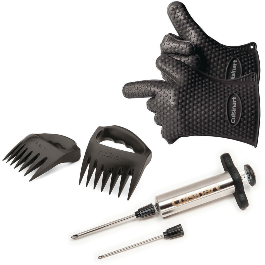 Cuisinart  7-Piece BBQ Pit Kit - Set Includes Meat Shredding Claws, Silicone Gloves, Meat Injector With Replacement Tip