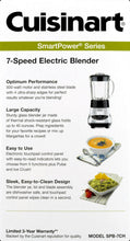 Load image into Gallery viewer, Cuisinart Smart Power Electronic 7 Speed Blender Black (SPB-7CH)
