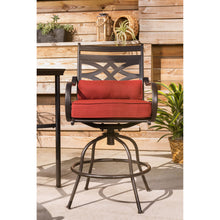 Load image into Gallery viewer, Hanover Montclair 5-Piece High-Dining Patio Set in Chili Red with 4 Swivel Chairs and a 33-In. Counter-Height Dining Table
