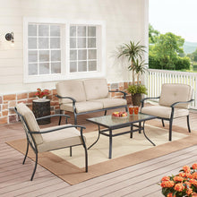 Load image into Gallery viewer, Belden Park 4-Piece Outdoor Patio Conversation Set, Beige
