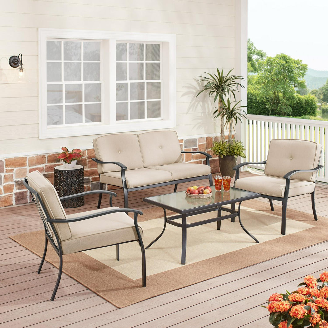 Belden Park 4-Piece Outdoor Patio Conversation Set, Beige